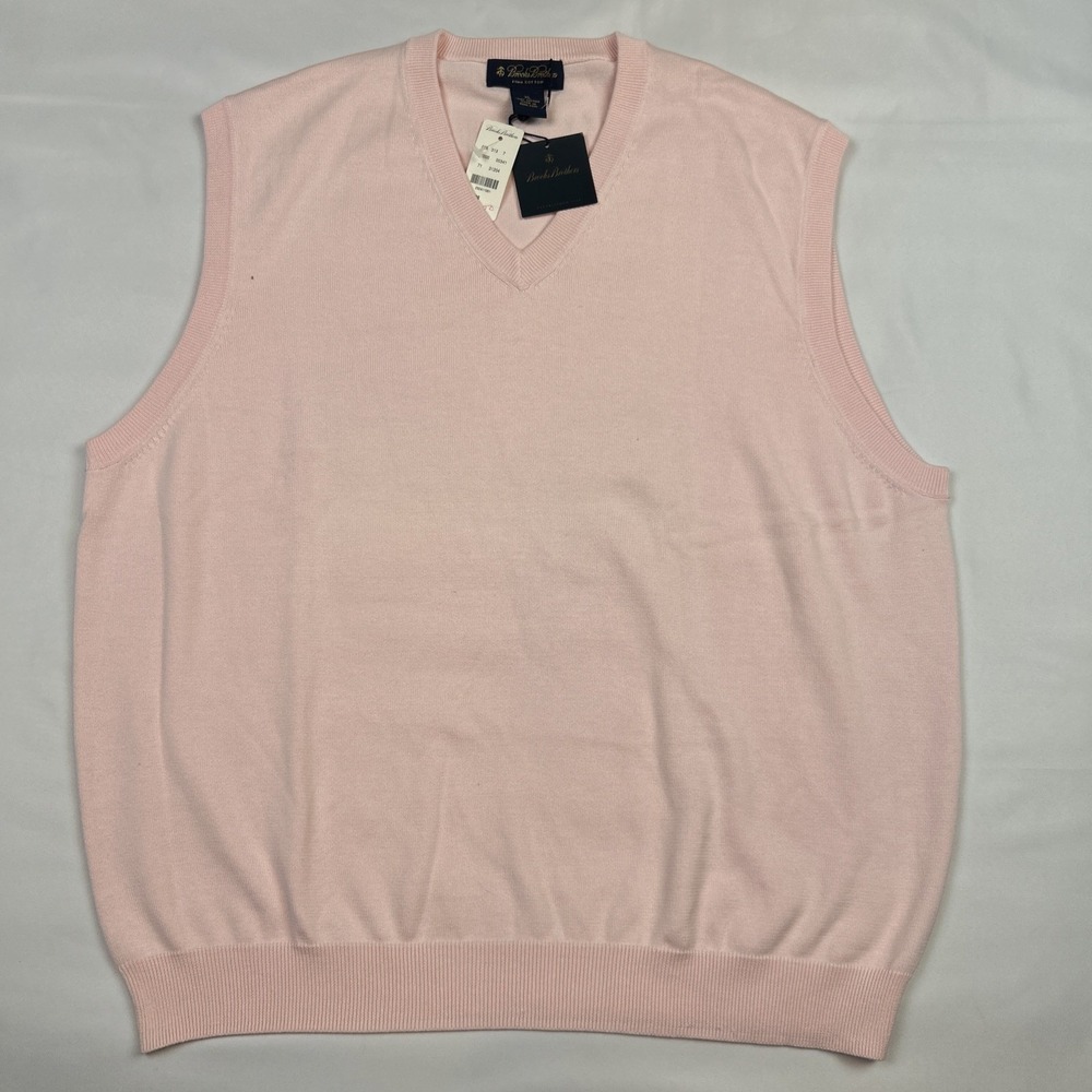 NWT Brooks Brothers Men's Sweater Vest Sz XL V-Neck Soft Pima Cotton Hong Kong